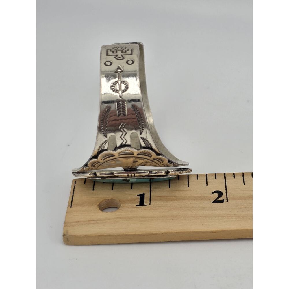 Vintage Singed BELL TRADING POST Sterling Silver Turquoise Cuff - Picture 15 of 15